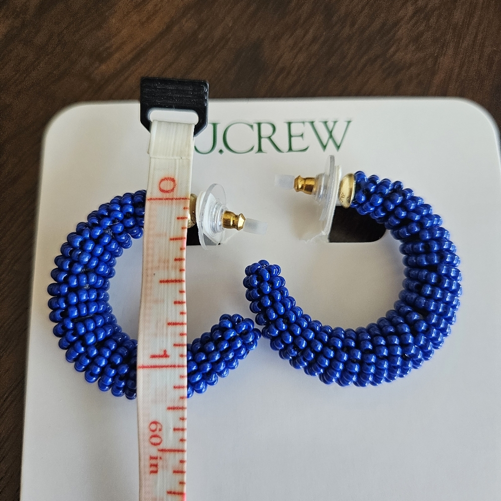 J.Crew beaded hoop earrings, blue - Picture 6 of 6